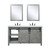 Lexora -  Marsyas 60" Ash Grey Double Vanity - White Quartz Top - White Square Sinks  24" Mirrors w/ Faucets - LM342260DHCSM24F