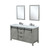 Lexora -  Marsyas 60" Ash Grey Double Vanity - White Quartz Top - White Square Sinks  24" Mirrors w/ Faucets - LM342260DHCSM24F