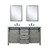 Lexora -  Marsyas 60" Ash Grey Double Vanity - White Quartz Top - White Square Sinks  24" Mirrors w/ Faucets - LM342260DHCSM24F