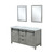 Lexora -  Marsyas 60" Ash Grey Double Vanity - White Quartz Top - White Square Sinks  24" Mirrors - LM342260DHCSM24