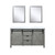 Lexora -  Marsyas 60" Ash Grey Double Vanity - White Quartz Top - White Square Sinks  24" Mirrors - LM342260DHCSM24