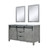 Lexora -  Marsyas 60" Ash Grey Double Vanity - no Top  24" Mirrors - LM342260DH00M24