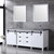 Lexora -  Marsyas 80" White Double Vanity - Grey Quartz Top - White Square Sinks  30" Mirrors w/ Faucets - LM342280DAASM30F