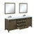 Lexora -  Marsyas 80" Rustic Brown Double Vanity - White Quartz Top - White Square Sinks  30" Mirrors w/ Faucets - LM342280DKCSM30F