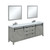 Lexora -  Marsyas 80" Ash Grey Double Vanity Ash Grey - White Quartz Top - White Square Sinks  30" Mirrors w/ Faucets - LM342280DHCSM30F