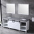 Lexora -  Marsyas 84" White Double Vanity - Grey Quartz Top - White Square Sinks  34" Mirrors w/ Faucets - LM342284DAASM34F