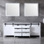 Lexora -  Marsyas 84" White Double Vanity - Grey Quartz Top - White Square Sinks  34" Mirrors w/ Faucets - LM342284DAASM34F