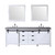 Lexora -  Marsyas 84" White Double Vanity - Grey Quartz Top - White Square Sinks  34" Mirrors w/ Faucets - LM342284DAASM34F