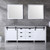 Lexora -  Marsyas 84" White Double Vanity - Grey Quartz Top - White Square Sinks  34" Mirrors w/ Faucets - LM342284DAASM34F