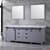 Lexora -  Marsyas 84" Dark Grey Double Vanity - White Carrara Marble Top - White Square Sinks  34" Mirrors w/ Faucets - LM342284DBBSM34F