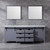 Lexora -  Marsyas 84" Dark Grey Double Vanity - White Carrara Marble Top - White Square Sinks  34" Mirrors w/ Faucets - LM342284DBBSM34F