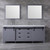 Lexora -  Marsyas 84" Dark Grey Double Vanity - White Carrara Marble Top - White Square Sinks  34" Mirrors w/ Faucets - LM342284DBBSM34F