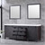Lexora -  Marsyas 84" Brown Double Vanity - White Quartz Top - White Square Sinks  34" Mirrors w/ Faucets - LM342284DCCSM34F