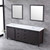 Lexora -  Marsyas 84" Brown Double Vanity - White Quartz Top - White Square Sinks  34" Mirrors w/ Faucets - LM342284DCCSM34F