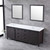 Lexora -  Marsyas 84" Brown Double Vanity - White Quartz Top - White Square Sinks  34" Mirrors - LM342284DCCSM34