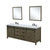 Lexora -  Marsyas 84" Rustic Brown Double Vanity - White Quartz Top - White Square Sinks  34" Mirrors w/ Faucets - LM342284DKCSM34F