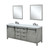 Lexora -  Marsyas 84" Ash Grey Double Vanity - White Quartz Top - White Square Sinks  34" Mirrors w/ Faucets - LM342284DHCSM34F