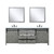 Lexora -  Marsyas 84" Ash Grey Double Vanity - White Quartz Top - White Square Sinks  34" Mirrors w/ Faucets - LM342284DHCSM34F