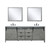 Lexora -  Marsyas 84" Ash Grey Double Vanity - White Quartz Top - White Square Sinks  34" Mirrors w/ Faucets - LM342284DHCSM34F