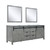 Lexora -  Marsyas 84" Ash Grey Double Vanity - no Top  34" Mirrors - LM342284DH00M34