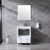 Lexora -  Volez 30" White Single Vanity - Integrated Top - White Integrated Square Sink  28" Mirror w/ Faucet - LV341830SAESM28F