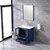 Lexora -  Volez 30" Navy Blue Single Vanity - Integrated Top - White Integrated Square Sink  28" Mirror w/ Faucet - LV341830SEESM28F