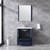 Lexora -  Volez 30" Navy Blue Single Vanity - Integrated Top - White Integrated Square Sink  28" Mirror w/ Faucet - LV341830SEESM28F