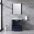 Lexora -  Volez 30" Navy Blue Single Vanity - Integrated Top - White Integrated Square Sink  28" Mirror - LV341830SEESM28