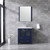 Lexora -  Volez 30" Navy Blue Single Vanity - Integrated Top - White Integrated Square Sink  28" Mirror - LV341830SEESM28