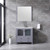 Lexora -  Volez 36" Dark Grey Single Vanity - Integrated Top - White Integrated Square Sink  34" Mirror w/ Faucet - LV341836SBESM34F