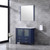 Lexora -  Volez 36" Navy Blue Single Vanity - Integrated Top - White Integrated Square Sink  34" Mirror w/ Faucet - LV341836SEESM34F