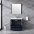 Lexora -  Volez 36" Navy Blue Single Vanity - Integrated Top - White Integrated Square Sink  34" Mirror w/ Faucet - LV341836SEESM34F