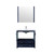 Lexora -  Volez 36" Navy Blue Single Vanity - Integrated Top - White Integrated Square Sink  34" Mirror w/ Faucet - LV341836SEESM34F