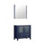 Lexora -  Volez 36" Navy Blue Single Vanity - Integrated Top - White Integrated Square Sink  34" Mirror - LV341836SEESM34