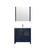 Lexora -  Volez 36" Navy Blue Single Vanity - Integrated Top - White Integrated Square Sink  34" Mirror - LV341836SEESM34