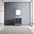 Lexora -  Ziva 30" Dark Grey Single Vanity - Cultured Marble Top - White Square Sink  28" Mirror - LZV352230SBJSM28