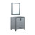 Lexora -  Ziva 30" Dark Grey Single Vanity - no Top  28" Mirror - LZV352230SB00M28