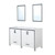 Lexora -  Ziva 60" White Double Vanity - Cultured Marble Top - White Square Sink  22" Mirrors - LZV352260SAJSM22