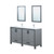 Lexora -  Ziva 60" Dark Grey Double Vanity - Cultured Marble Top - White Square Sink  22" Mirrors w/ Faucet - LZV352260SBJSM22F