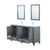 Lexora -  Ziva 60" Dark Grey Double Vanity - Cultured Marble Top - White Square Sink  22" Mirrors w/ Faucet - LZV352260SBJSM22F