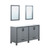 Lexora -  Ziva 60" Dark Grey Double Vanity - Cultured Marble Top - White Square Sink  22" Mirrors - LZV352260SBJSM22