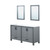 Lexora -  Ziva 60" Dark Grey Double Vanity - Cultured Marble Top - White Square Sink  22" Mirrors - LZV352260SBJSM22