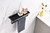 Lexora -  Bagno Bianca Stainless Steel Black Glass Shelf w/ Towel Bar - Gun Metal - LST18152GMBG