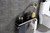 Lexora -  Bagno Bianca Stainless Steel Black Glass Shelf w/ Towel Bar & Robe Hook - Chrome - LSTR18152PCBG