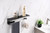 Lexora -  Bagno Bianca Stainless Steel Black Glass Shelf w/ Towel Bar & Robe Hook - Gun Metal - LSTR18152GMBG