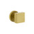 Viaggio Circolo Leather Rosette Passage with Quadrato Brass Knob in Satin Brass - 620346-CLOMLTQAD-10-SB - 2 3/4" Backset