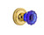 Nostalgic Warehouse - Classic Rosette Interior Mortise Crystal Cobalt Glass Door Knob in Polished Brass - CLACRC - 726077 - 2 1/4" Backset