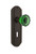 Nostalgic Warehouse - Deco Plate Interior Mortise Crystal Emerald Glass Door Knob in Oil-Rubbed Bronze - DECCRE - 726166 - 2 1/4" Backset