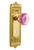 Nostalgic Warehouse - Egg & Dart Plate Interior Mortise Waldorf Pink Door Knob in Polished Brass - EADWAP - 726245 - 2 1/4" Backset