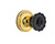 Nostalgic Warehouse - Classic Rosette Privacy Crystal Black Glass Door Knob in Polished Brass - CLACRB - 727179 - 2 3/4" Backset